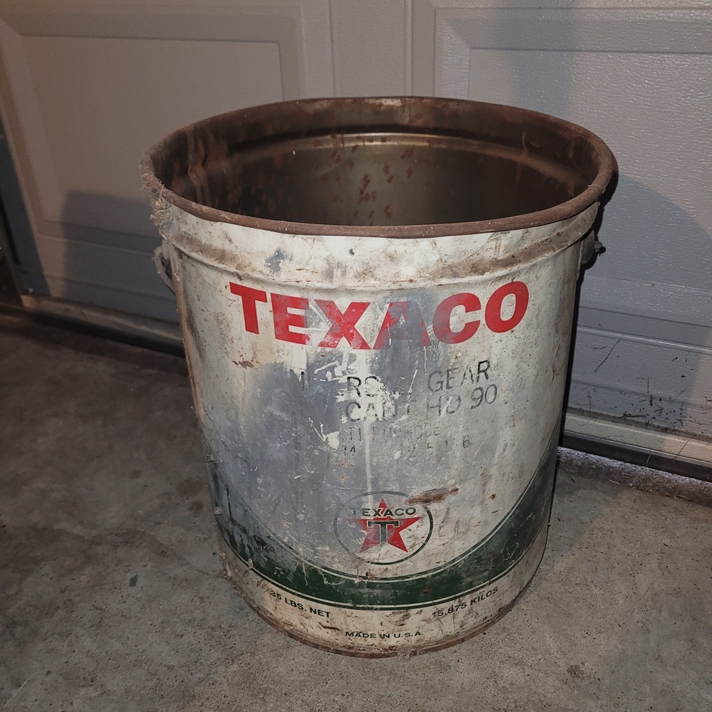 Vintage Texaco 5 Gallon Oil Lube Bucket Can Mancave Trash Can Lubricant
